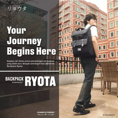 Evernext - Tas Ransel Pria Waterproof Tas Sekolah Korea Anti Air Backpack Laptop Ryota Tas Kuliah Pria