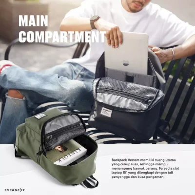 Evernext - Tas Ransel Pria Waterproof Tas Sekolah Kuliah Pria Wanita Tas Outdoor Anti Air Backpack Laptop Venom