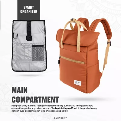 Evernext - Tas Ransel Wanita Tas Sekolah Tas Kuliah Wanita Backpack Emily Tas Punggung Laptop Wanita