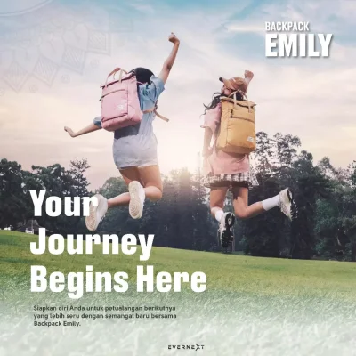 Evernext - Tas Ransel Wanita Tas Sekolah Tas Kuliah Wanita Backpack Emily Tas Punggung Laptop Wanita