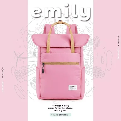 Evernext - Tas Ransel Wanita Tas Sekolah Tas Kuliah Wanita Backpack Emily Tas Punggung Laptop Wanita