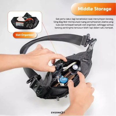 Evernext - Tas Selempang Pria Waist Bag Pria Waterproof Noir Sling Bag Pria Anti Air Anti Bara Pria