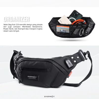 Evernext - Tas Selempang Pria Waist Bag Pria Waterproof Noir Sling Bag Pria Anti Air Anti Bara Pria