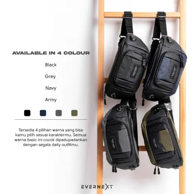 Evernext - Tas Selempang Pria Anti Air Waist Bag Curve Waterproof Tas Pinggang Pria Anti Air