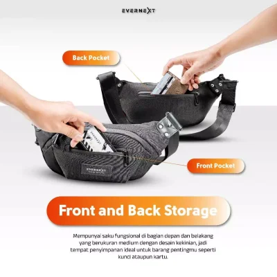 Evernext - Tas Selempang Pria Waist Bag Pria Waterproof Noir Sling Bag Pria Anti Air Anti Bara Pria