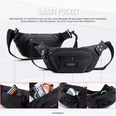 Evernext - Tas Selempang Pria Waist Bag Pria Waterproof Noir Sling Bag Pria Anti Air Anti Bara Pria