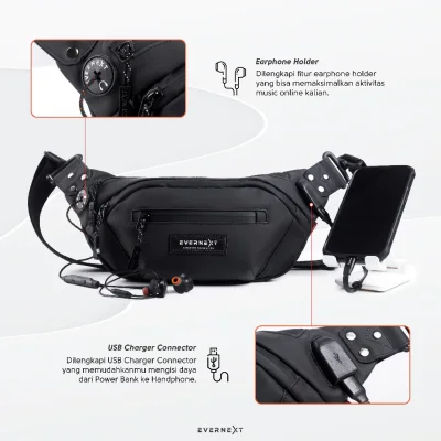 Evernext - Tas Selempang Pria Waist Bag Pria Waterproof Noir Sling Bag Pria Anti Air Anti Bara Pria