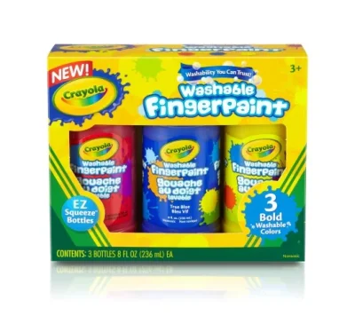 3 Ct. Washable Finger Paint 8oz: Primary