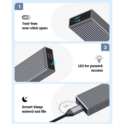 ORICO 10 IN 1 USB3.2 GEN2 TYPE-C M.2 NVME/NGFF DUAL PROTOCOL SSD ENCLOSURE (10GBPS)