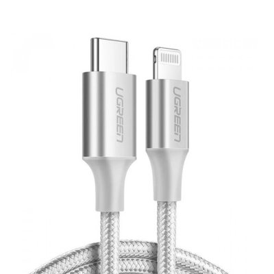 UGREEN US304 70525 Lightning to USB-C 3A Cable 2M (Alu Silver, Nylon)