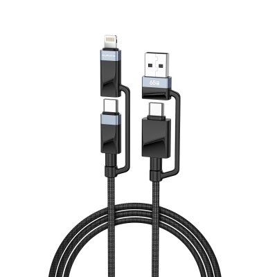 สายชาร์จ ALPHA.X 4-in-1 Multifunctional Cable 65W Fast Charge & Data 1.2M Black (ALU-4in1-15)