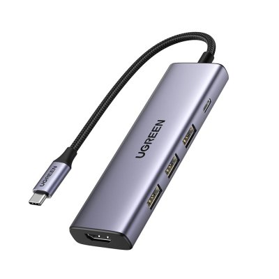 Ugreen Port Hub 5-in-1 USB-C to 4xUSB-A, HDMI and PD (15596) Gray