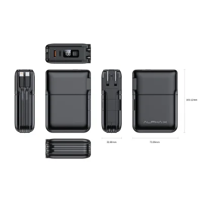 ALPHA·X ALPC-10PD Powerbank 10000mAh (QC 3.0) | PD20W พาวเวอร์แบงค์ชาร์จเร็ว มีสายในตัว หน้าจอ LED