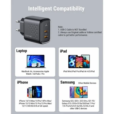 VOLTME REVO 35 DUO DUAL-PORT PD 35W WALL CHARGER WITH GAN TECH [2xUSB-C]