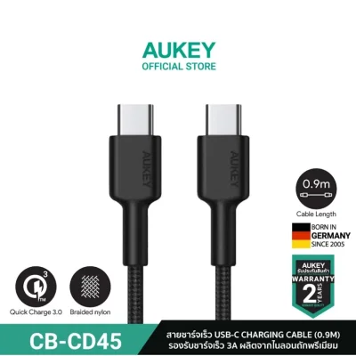 สายชาร์จเร็ว AUKEY CB-NCC1 Circlet CC 60W Nylon Braided USB-C to USB-C Cable 1 M