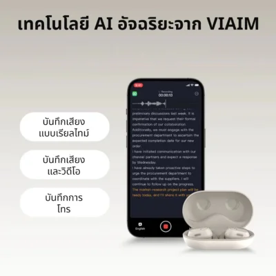 VIAIM Air Open-Ear AI Recording True Wireless Earbuds - Black