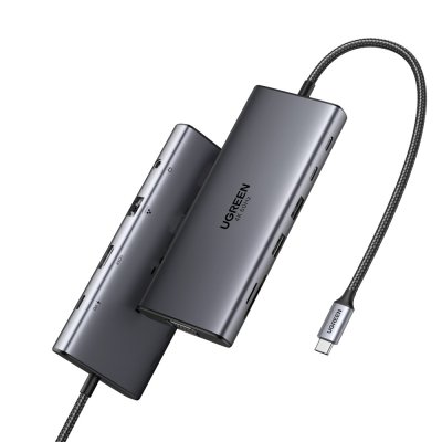 ยูเอสบีฮับ Ugreen 11-in-1 USB-Cx2 USB-C 3.2+USB-A 3.2+USB-A 3.0+HDMI(4K@60Hz)+VGA+RJ45 Gigabit (45520) Gray