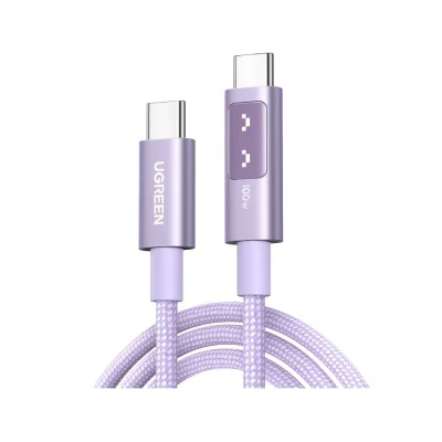 สายชาร์จ Ugreen USB-C to USB-C Cable Nylon 100W 2M. Robot Purple