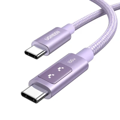สายชาร์จ Ugreen USB-C to USB-C Cable Nylon 100W 2M. Robot Purple
