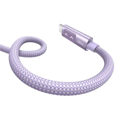สายชาร์จ Ugreen USB-C to USB-C Cable Nylon 100W 2M. Robot Purple