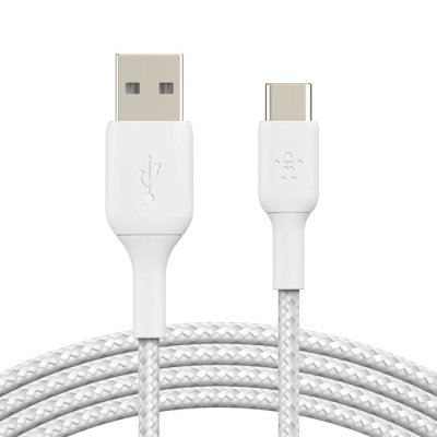 สายชาร์จ Belkin BOOSTCHARGE Braided Cable 12W (CAB002bt1MWH) USB-A to C (1 เมตร) White