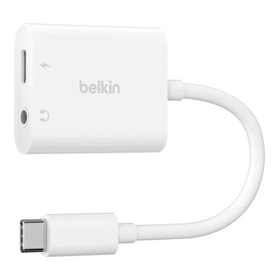 BELKIN อะแดปเตอร์หูฟัง USB-C to 3.5 Audio+USB-C Charger Adapter , Support 60W
