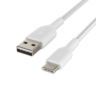 สายชาร์จ Belkin BOOSTCHARGE Braided Cable 12W (CAB002bt1MWH) USB-A to C (1 เมตร) White