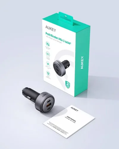 ที่ชาร์จในรถยนต์ (3 พอร์ต) AUKEY CC-P1 Pathfinder Mix 3 66W Fast Charging Car Charger