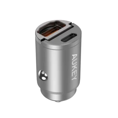 ที่ชาร์จแบตในรถ AUKEY Car Charger 1 USB-A (12W) / 1 USB-C (PD30W) Silver