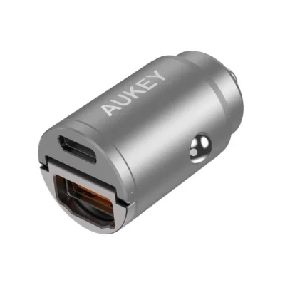 ที่ชาร์จแบตในรถ AUKEY Car Charger 1 USB-A (12W) / 1 USB-C (PD30W) Silver