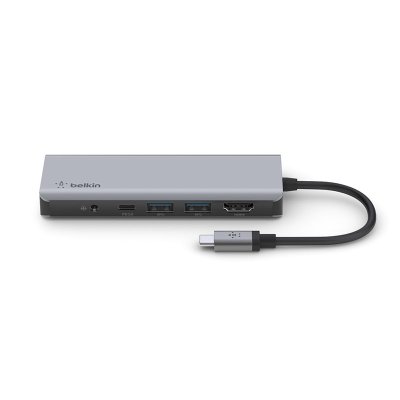 BELKIN USB-C 7-IN-1 MULTIPORT HUB WITH POWER PASS THRU 100W , GREY