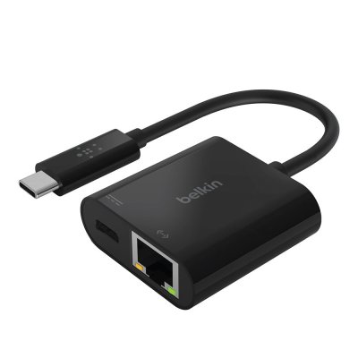 Belkin 3.0 USB-C to Gigabit Ethernet Adapter with Power Pass-Thru PD 60W 15cm อุปกรณ์แปลงสัญญาณ