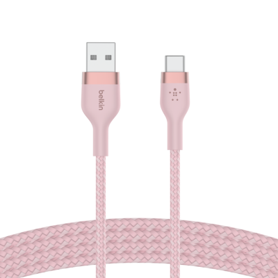 Belkin Boos Charge Pro Flex Cable 30W/3A สายชาร์จ USB-A to USB-C (1 เมตร) – Pink