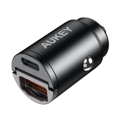 ที่ชาร์จแบตในรถ AUKEY Car Charger 1 USB-A (12W) / 1 USB-C (PD30W) Black