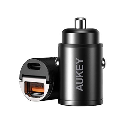 ที่ชาร์จแบตในรถ AUKEY Car Charger 1 USB-A (12W) / 1 USB-C (PD30W) Black