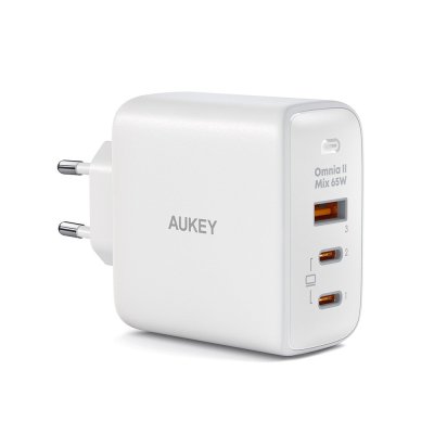 AUKEY PA-B6U OMNIA II MIX 67W UFCS 3-PORT PD WALL CHARGER WITH GAN POWER TECH WHITE