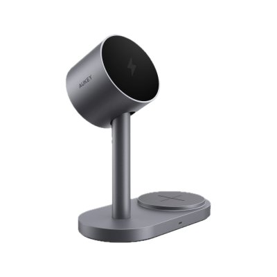 ที่ชาร์จไร้สาย AUKEY 2-in-1 Qi2.2 Wireless Charger Magnetic Stand 25W Gray