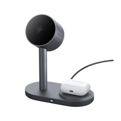 ที่ชาร์จไร้สาย AUKEY 2-in-1 Qi2.2 Wireless Charger Magnetic Stand 25W Gray