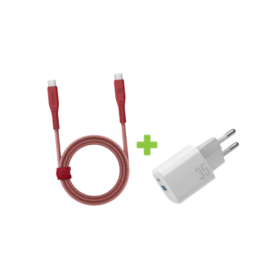 ซื้อคู่ ! ENERGEA AMPCHARGE GAN35 + สายชาร์จเร็ว USB-C to USB-C (5A, 240W) 1.5M รุ่น Flow