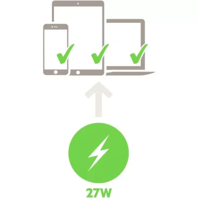 อะแดปเตอร์ Belkin [F7U061DQ-SLV] USB-C 1 Port 27W/3A + USB-A 12W/2.4A