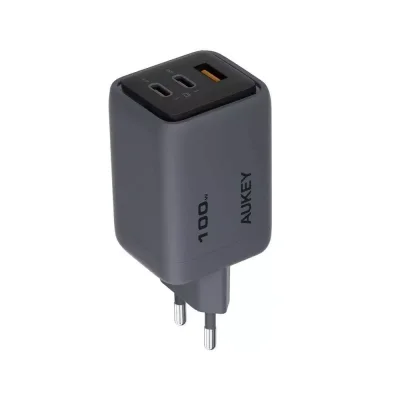 อะแดปเตอร์ AUKEY Wall Charger 1 USB-A / 2 USB-C 100W Gray