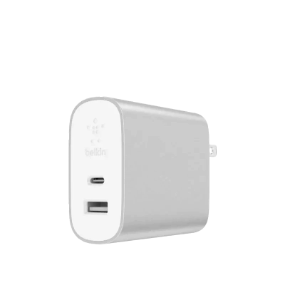 อะแดปเตอร์ Belkin [F7U061DQ-SLV] USB-C 1 Port 27W/3A + USB-A 12W/2.4A