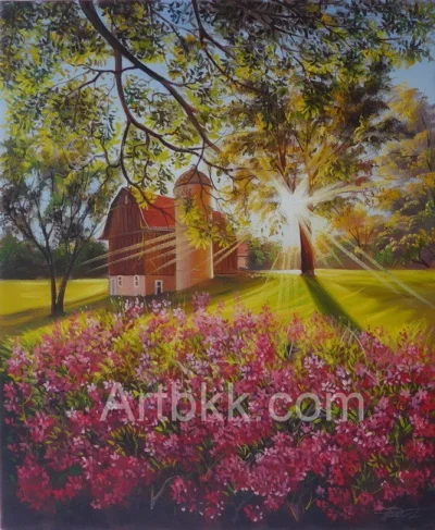 ภาพวาดวิวบ้านสวนดอกไม้