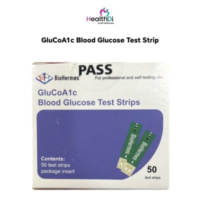 GluCoA1c Blood Glucose Test Stripแถบทดสอบน้ำตาลในเลือด BioHermes GluCoA1c (แผ่นตรวจน้ำตาล) มาตรฐานโรงพยาบาล ใช้ได้ทั้งที่บ้านและสถานพยาบาล