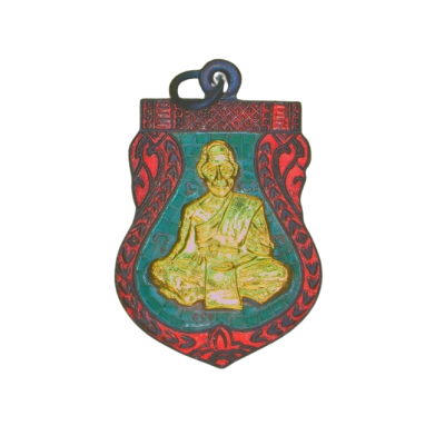 เหรียญหลวงพ่อจง วัดหน้าต่างนอก ปี 2485 เนื้อทองแดงรมดำลงยา