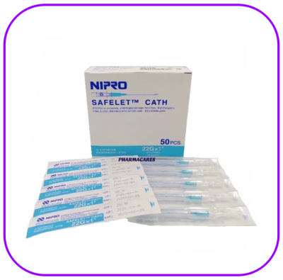 เข็มเปิดเส้น Nipro Safelet Cath (ยกกล่อง = 50 อัน)