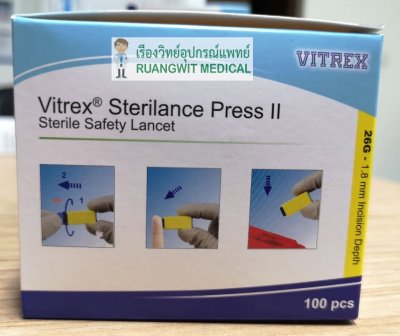 เข็มเจาะเลือด Vitrex Sterilance Press II (100อัน/กล่อง)