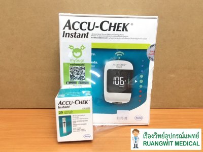 เครื่องตรวจน้ำตาล Accu-Chek Instant (แถมแผ่นตรวจ 25 แผ่น + ปากกา Softclix)