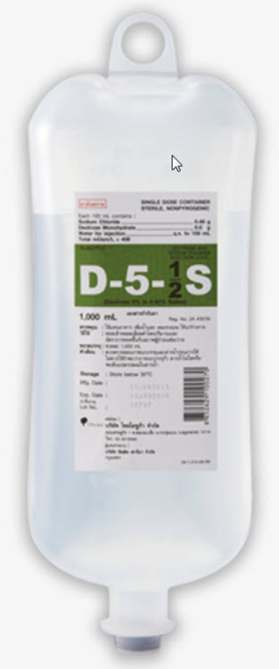 5% Dextrose in 1/2 Str. Saline 1,000 mL [5%D/N/2]