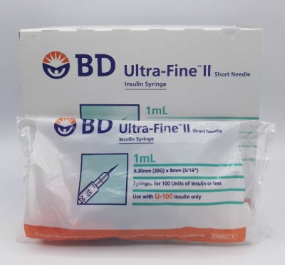Insulin BD Syringe ไซริงค์อินซูลิน 30G x 8mm (ยกกล่อง 100อัน)